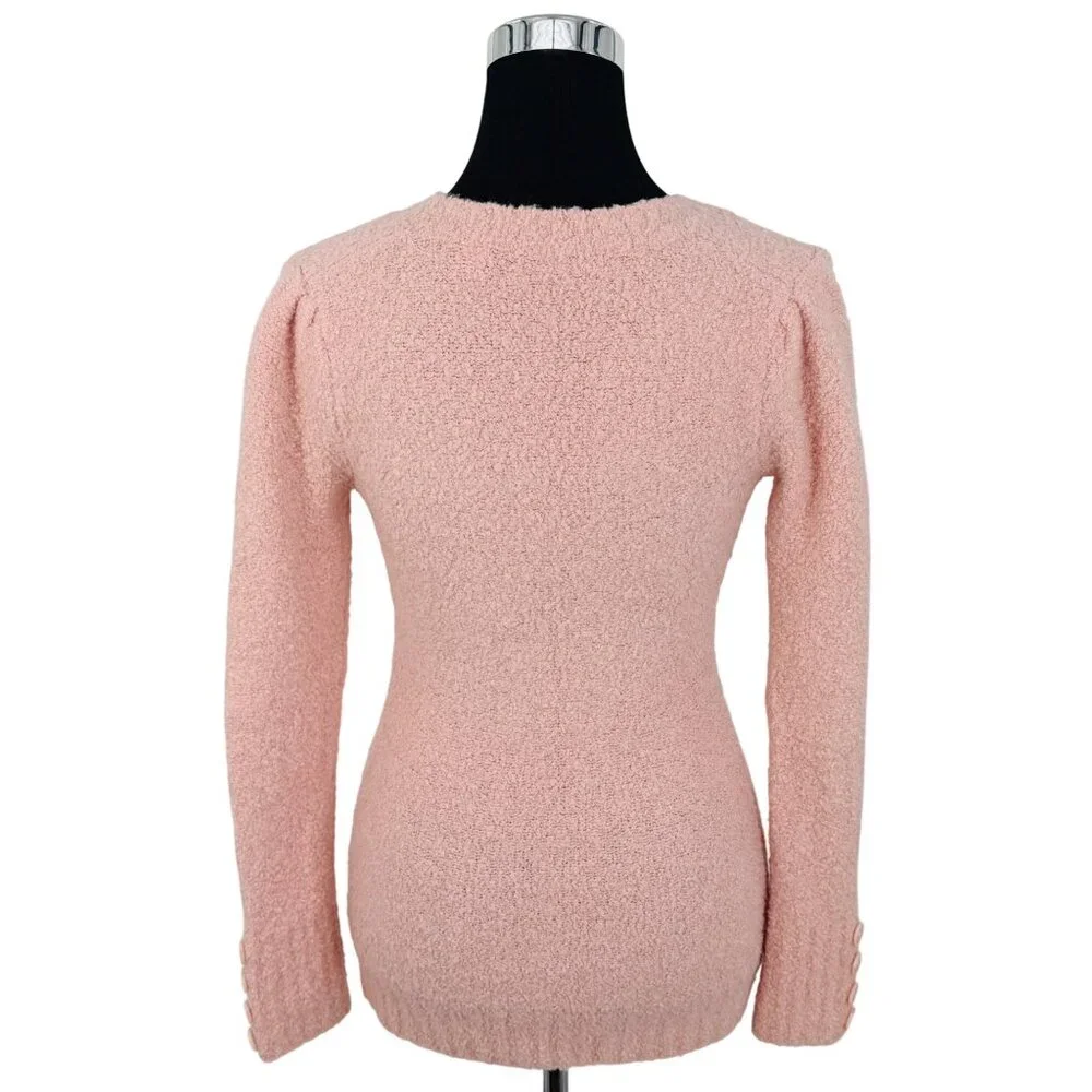 VTG Victoria’s Secret Blush Pink Textured V-Neck Sweater S | Coquette Balletcore - Picture 6 of 12